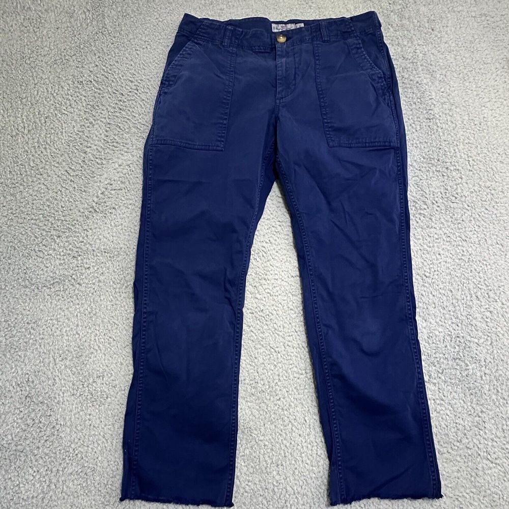 Nicole Miller Womens 100% Linen Pants Size Small Blue Elastic‎ Waist
